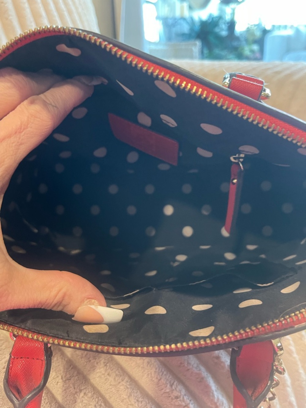 Anne Klein Red Dome Satchel with Gold Medallion Charm Accent - Picture 7 of 7